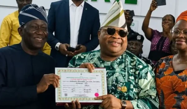 Gov. Adeleke Receives Certificate of Return, Pledges Scholarships for Children of Osun Election Victims